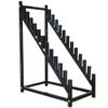 WIGING 12 Tier Standing Floor Tile Display Rack, Black Metal Placing Building Material Samples Storage Shelf, Wooden Plate Display Stand with Wheels for Exhibition Halls(with Wheels,50x60x83cm) view 1