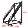 WIGING 12 Tier Standing Floor Tile Display Rack, Black Metal Placing Building Material Samples Storage Shelf, Wooden Plate Display Stand with Wheels for Exhibition Halls(with Wheels,50x60x83cm) view 2