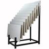 WIGING 12 Tier Standing Floor Tile Display Rack, Black Metal Placing Building Material Samples Storage Shelf, Wooden Plate Display Stand with Wheels for Exhibition Halls(with Wheels,50x60x83cm) view 3