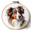 Australian Shepherd Cross Stitch Kits with Hoop Easy Pattern Stamped Cross-Stitch Supplies Needlework DIY 11CT 3 Strands Cotton Thread Printed DIY Needlepoint Kits 3535cm (ag49) view 1