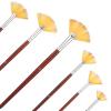 6 Pieces Artist Fan Paint Brush Set,Professional Acrylic Paint Brushes with Nylon Hair DIY Craft Long Wood Handle for Acrylic Watercolor Oil Gouche Painting Rock Painting view 1