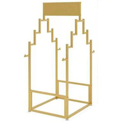 WIGING Carpet Sample Display Rack, Floor Standing Scarf Display Stand, Ladder Display Clothing Store Carpet Storage Rack for Commercial Clothing Retail Store(Gold,60x95x156cm)