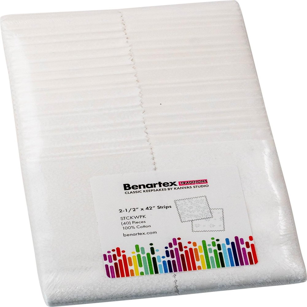 Kanvas Studio Classic Keepsakes White Strip-Pies 40 2.5-inch Strips Jelly Roll Benartex