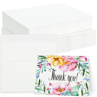 60 Sets Watercolor Cards with Envelopes, 140 lb/300 GSM Watercolor Paper Cards, 5x7 Inch Foldable Blank Watercolor Postcards and Envelopes for Greeting Cards, Wedding Invitations, Thank You Card