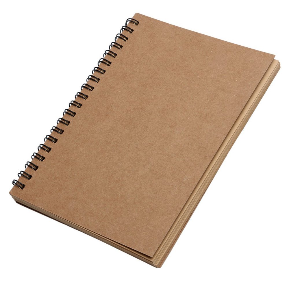 caralin Reeves Retro Bound Coil Sketch Book Blank Notebook Kraft Sketching Paper Paper, 12*18cm, As Pic Shows