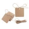 caralin 100pcs Blank Square Kraft Paper Gift Hang s Wedding Label Card Crafts Jute Twine + Kraft Paper, As Pic Shows, Brown view 1