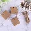 caralin 100pcs Blank Square Kraft Paper Gift Hang s Wedding Label Card Crafts Jute Twine + Kraft Paper, As Pic Shows, Brown view 2