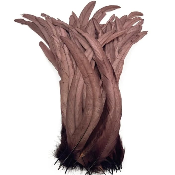 JPHHRP 50Pcs/ Rooster Feathers For Crafts Black White Large Pheasant Feather Cock Chicken Carnival Accessories Diy Craft,Dark Brown,12-14inch 30-35cm