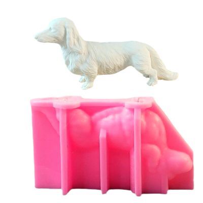 XMOX Dachshund Silicone Molds, Dog Mold for Soap Soy Wax DIY Handcraft, Animal Epoxy Resin Mold for Party Home Dinner Festive Days Decoration, Pink