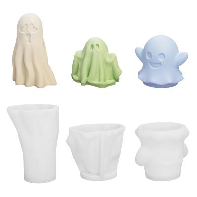 Halloween Ghost Candle Molds,3D Silicone Molds for Epoxy Casting,Skull Pumpkin Candle Mold,Halloween Ghost Mold,Resin Making Molds for Candle Wax Clay Art Crafts Making Decor (3