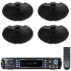 Rockville D4-16 Bundle: (4) 4 in 200W Peak / 50W RMS Black Swivel Outdoor Home Patio Speakers, RPA60BT V2 1000W 2-Channel USB Bluetooth DJ Karaoke Amplifier Mixer, for Indoor Outdoor Sound, 5-Items view 1