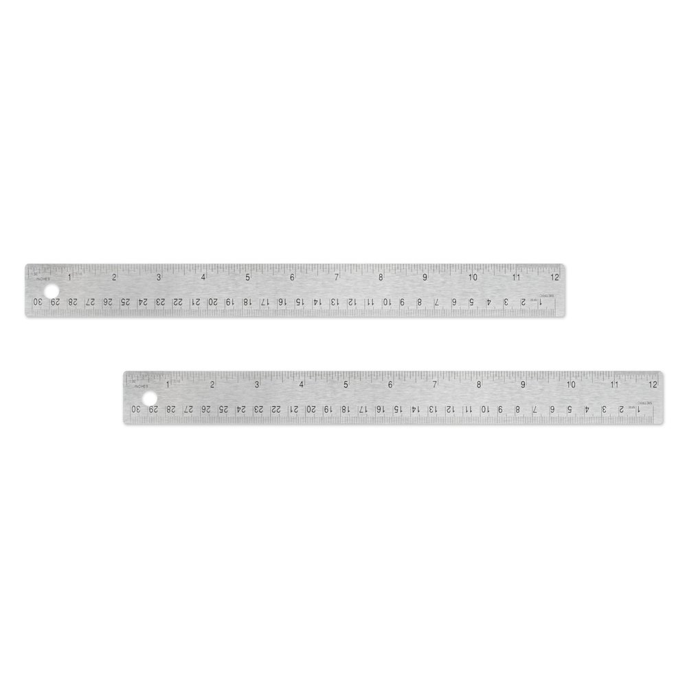Alumicolor Flexible Stainless Steel Ruler w/Cork Back Value Pack, Silver, 12IN - Pack of 2