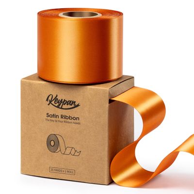 Keypan Satin Ribbon 2.5 Inch Double-Faced Ginger Polyester Ribbons 25 Yards for Crafts Flower Bouquet Gift Wrapping Wedding Invitation