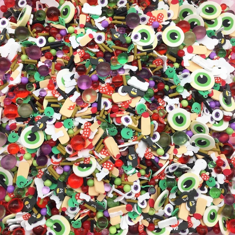15 Gram Halloween Eye Spooky Polymer Clay Slices Mix, Halloween Spooky Mushroom Polymer Clay Sprinkles, Halloween Horror Polymer Sprinkles, Nail Art Faux Craft NOT Edible