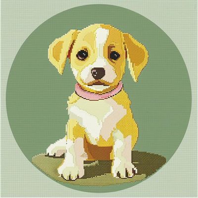 Cute Yellow Jack Russell Dog DIY 11CT Stamped Cross Stitch Kits for Beginners Easy Needlepoint Embroidery Counted Cross Stitch Art Craft for Wall Decoration 20x20inch(1)