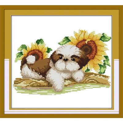 JOYSEWING Stamped Kits Cross Stitch Kits Beginners Embroidery 11CT Needlepoint Kits Counted Patterns Embroidery DIY Home Decoration-(Watching (Printed) 16.515.4 inch