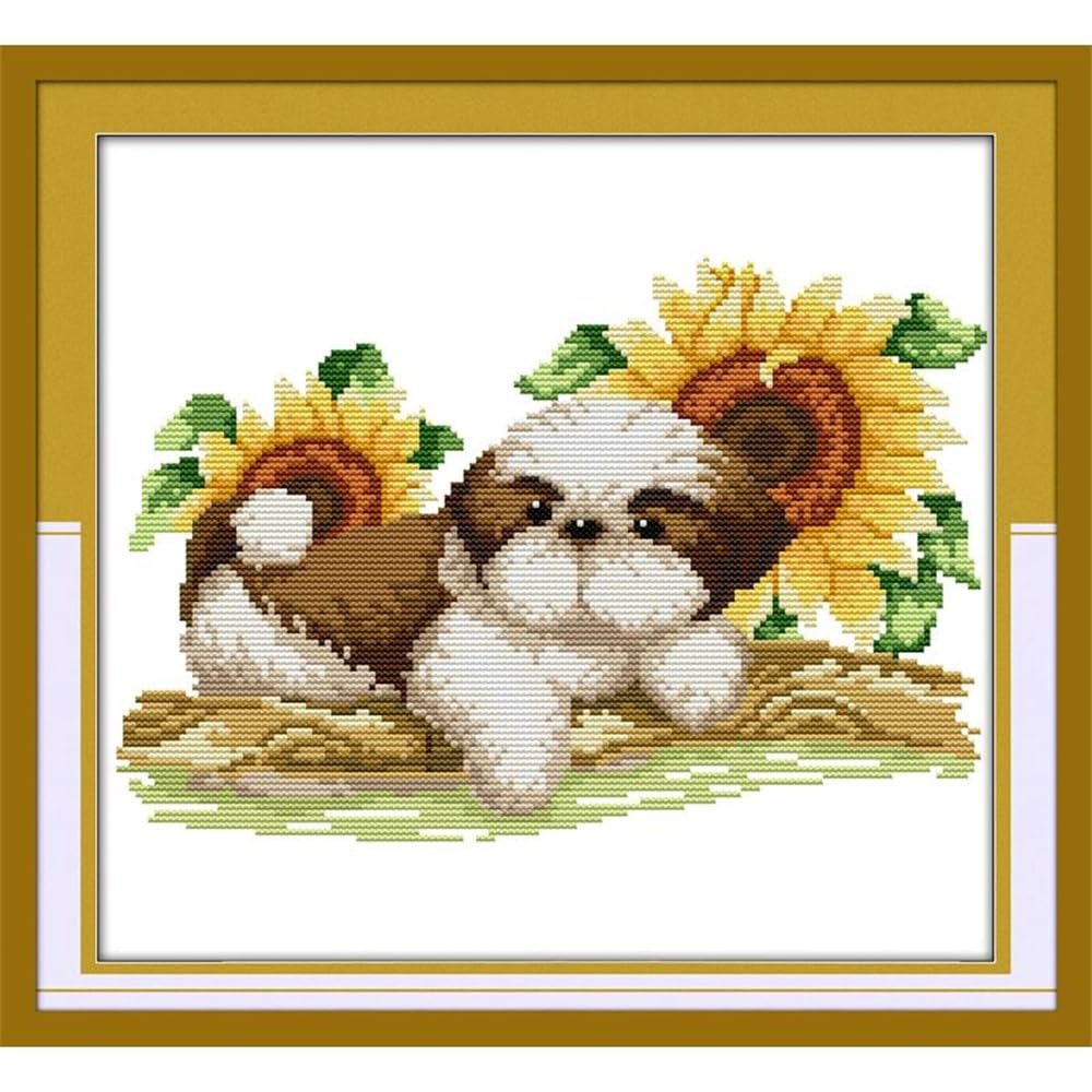 JOYSEWING Stamped Kits Cross Stitch Kits Beginners Embroidery 11CT Needlepoint Kits Counted Patterns Embroidery DIY Home Decoration-(Watching (Printed) 16.515.4 inch