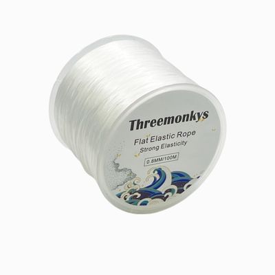 Threemonkys Flat Elastic Line 0.8 mm Elastic Bracelet Rope Bead Rope for String Jewelry Production and Bracelet Production (100 m)