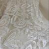 HFYIGO 1 Yard White Leaves Beading Lace Fabric Wedding Dress Cheongsam Embroidery Door Curtain Tablecloth DIY view 3