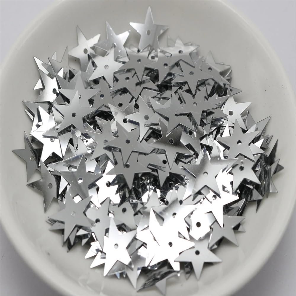 4500pc Mixed Color 10mm Flat Star Loose Sequins Suitable for Sewing Wedding Craft(Silver)