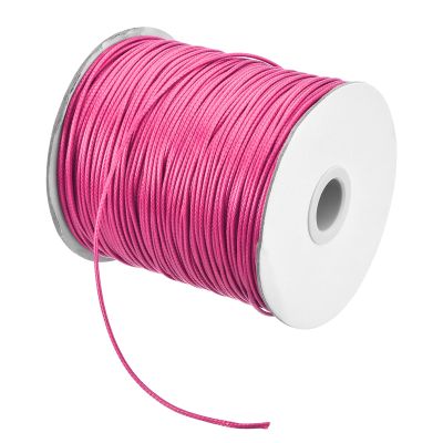 MECCANIXITY Waxed Cord 1.5mm Waxed Polyester Cord 175 Yard Wax String for Bracelet Making,Necklaces, Beading,Jewelry Making and DIY Crafts(Dark Pink)
