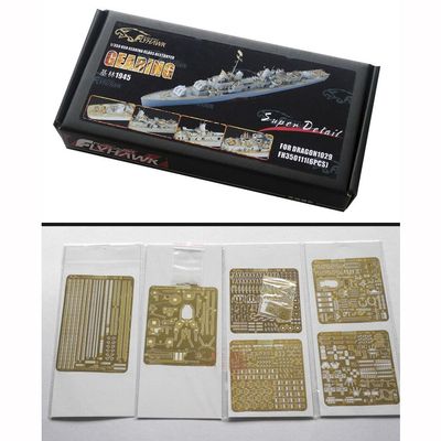 FLYHAWK FH3501116pcs for Dragon 1029 1/350 WW2 USN Gearing Class Destroyer 1945 Gold Medal Version Photoetch Enhancement Parts Photoetch Set Etched Parts Battleship Model Kits Super Detail