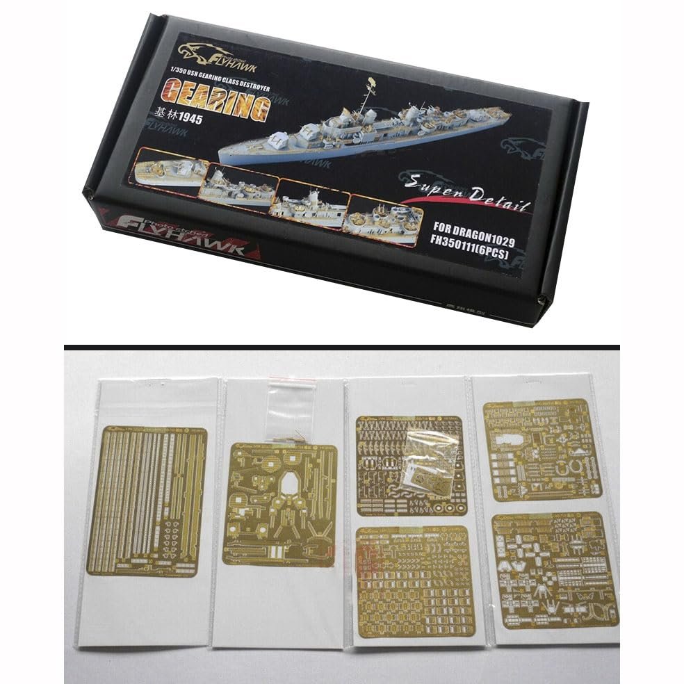 FLYHAWK FH3501116pcs for Dragon 1029 1/350 WW2 USN Gearing Class Destroyer 1945 Gold Medal Version Photoetch Enhancement Parts Photoetch Set Etched Parts Battleship Model Kits Super Detail