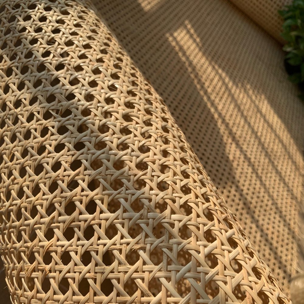 26"(2.2Feet) Width x 16.5 Feet Length Natural Rattan, Cane Webbing, Rattan roll, Large Size Cane Webbing roll Caning Material Fabric Sheet Origin Asia for Furniture Dresser Cabinet Chandelier Chair