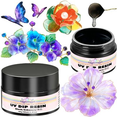 FUNSHOWCASE Black UV Dip Resin for Wire Shapes, 40ml Colored, Low Odor, Hard After Curing for Flowers Art, Petals, Jewerly Making