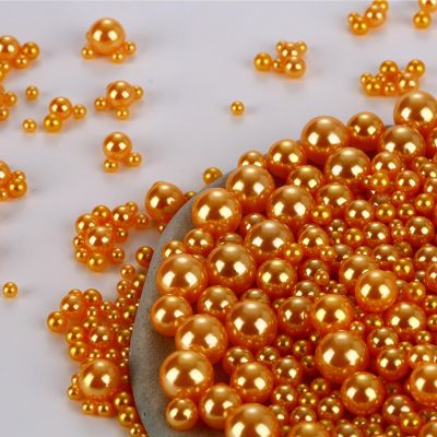 1000PCS Assorted Beads No Holes, 3-10mm Crafts Pearls, Orange Loose Round Beads for Vase Fillers, DIY, Table Scatter, Wedding, Birthday Party, Home Decoration