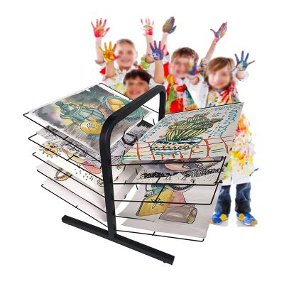 SGeneE Drying Rack for Art, Sturdy Metal Art Rack That Works As a Wall Mount or Tabletop Stand, Perfect for Classrooms 10,Tier Foldable Easel,