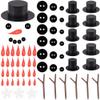 GORGECRAFT 510PCS Christmas Snowman DIY Craft Kit Mini Wood Carrot Noses Plastic Black Top Hats Tiny Snowflake Buttons Antler Hands Build for Winter Xmas DIY Crafting Sewing Party Holiday Supplies view 1