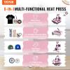 VEVOR 8 in 1 Heat Press Machine Combo with 30 OZ Tumbler Press & Hat Press 12x15 inch Heat Press for T-Shirts, Hats Caps Tumblers Glass Cans Mugs, and Plates (Pink) view 2