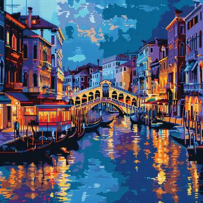 Canals in Venice City Scene DIY 11CT Stamped Cross Stitch Kits for Beginners Easy Needlepoint Embroidery Counted Cross Stitch Art Craft for Wall Decoration 20x28inch(2)