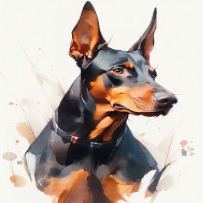 CISDKK Modern Cross Stitch,Cross Stitch Pattern,Doberman Watercolor Painting,Animal,Home Decor,Nursery,Contemporary,Dog Art,11CT,9.45 * 13.39 inch