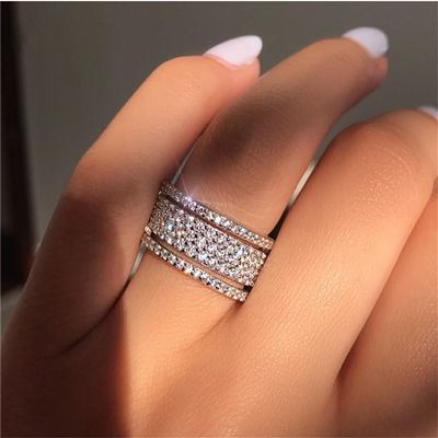 925 Sterling Silver Cubic Zirconia Eternity Engagement Wedding Bands Wedding Ring Anniversary Eternity Bands Rings CZ Engagement Bridal for Women F159 (US Code 6)
