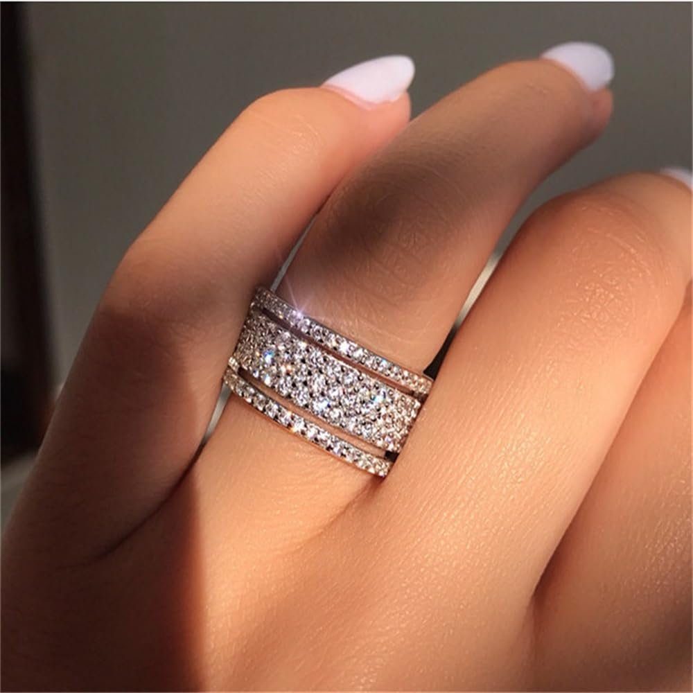 925 Sterling Silver Cubic Zirconia Eternity Engagement Wedding Bands Wedding Ring Anniversary Eternity Bands Rings CZ Engagement Bridal for Women F159 (US Code 6)
