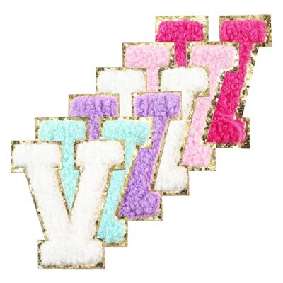 Ckysee 6Pcs Self Adhesive Chenille Letter Patches, 2 inch Preppy Varsity Letter Patches for Clothes and Hats, Mixed Color