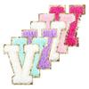 Ckysee 6Pcs Self Adhesive Chenille Letter Patches, 2 inch Preppy Varsity Letter Patches for Clothes and Hats, Mixed Color view 1