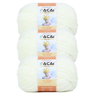 Soft Baby Yarn for Knitting100% Acrylic, 50 oz 110 Yards per Ball, Perfect for Baby Soft Knitting Projects (3, Milky)