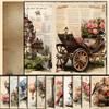 10 PCS "14x20cm" Retro Style Patterns Scrapbook Craft Paper Kit for Scrapbook Journaling Suppliesfor Cardmaking Junk Journal Decorative Cardstock Background (T5-10 PCS, 14x20cm) view 1