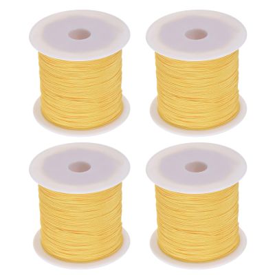 HARFINGTON 4 Rolls Nylon String Cord 45 Yards 0.4mm Nylon Cord Beading Satin String for Jewelry Making Chinese Knotting Cord Necklaces Kumihimo Friendship Bracelets and Craft, Light Yellow