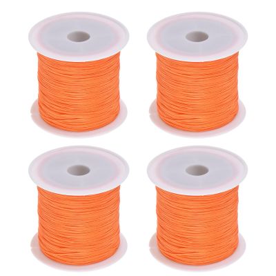 HARFINGTON 4 Rolls Nylon String Cord 45 Yards 0.4mm Nylon Cord Beading Satin String for Jewelry Making Chinese Knotting Cord Necklaces Kumihimo Friendship Bracelets and Craft, Bright Orange