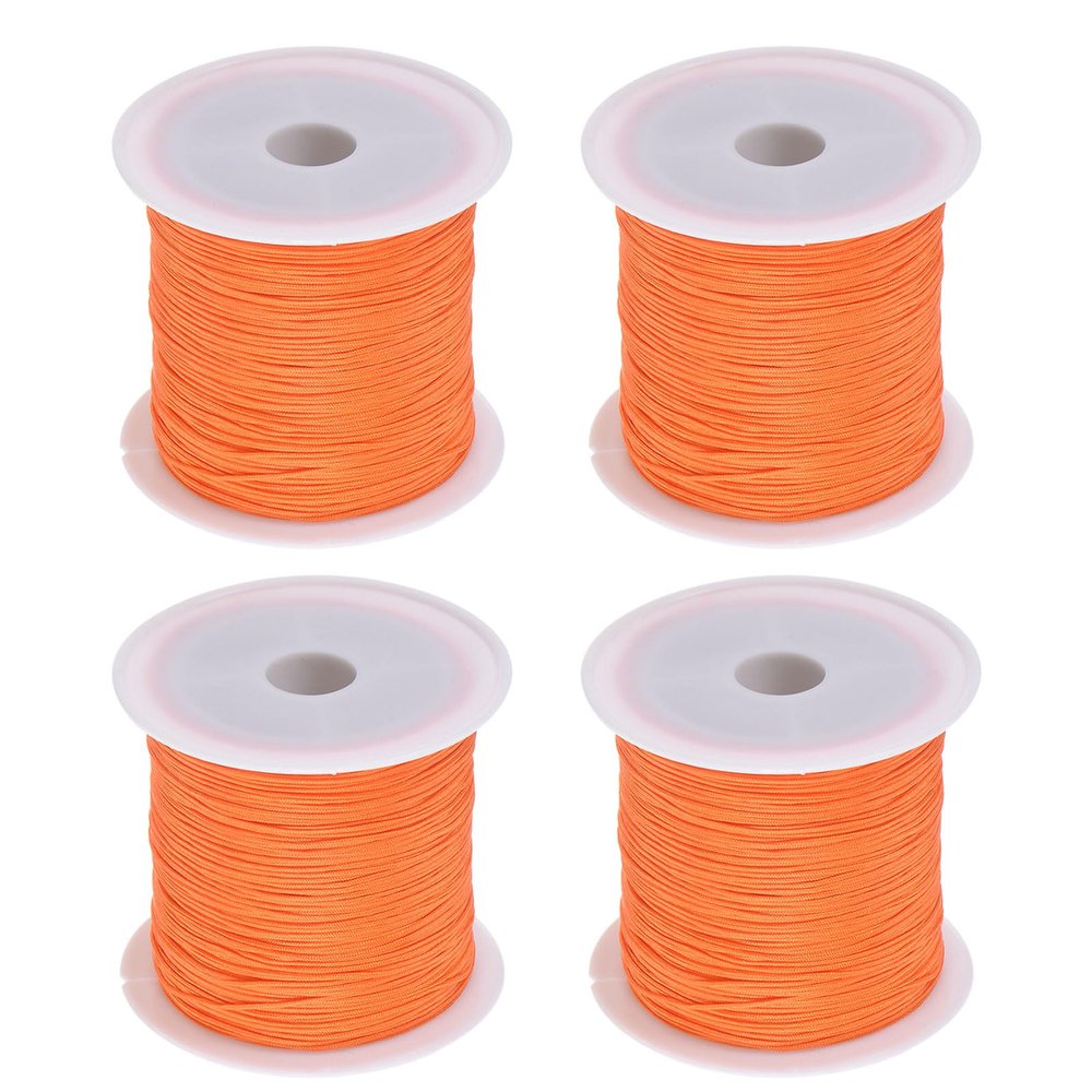 HARFINGTON 4 Rolls Nylon String Cord 45 Yards 0.4mm Nylon Cord Beading Satin String for Jewelry Making Chinese Knotting Cord Necklaces Kumihimo Friendship Bracelets and Craft, Bright Orange