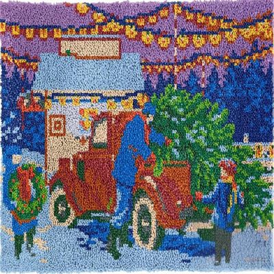 NineTribe Basics Winter Bundle - Christmas Eve Tree Rug Making Latch Hooking Kit by [manufacturer] (60x40cm Printed Canvas)