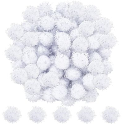 SUNNYCLUE 120Pcs Glitter Craft Balls Cat Pom Pom Balls Bulk Fibre Gainsboro Tinsel Pompom Ball Small Soft Sparkly Ball Handmade Craft Puff Sparkle Ball for DIY Crafts Cat Playing Home Party Decoration