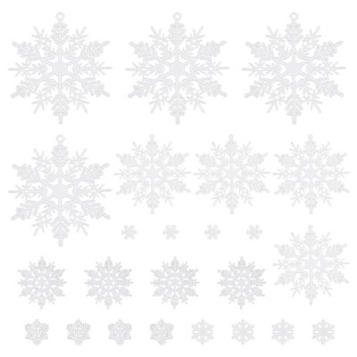 SUNNYCLUE 96Pcs 6 Styles Snowflake Charms Christmas Cabochons Bulk Plastic White Flatback Winter Xmas Snowflakes Large Charms Mini Cabochon Embellishment for Making DIY Decor Craft Jewelry Accessories