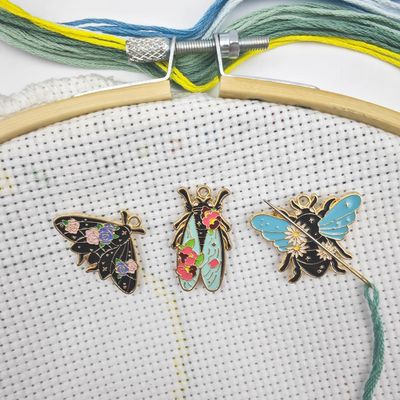 3Pcs Insect Themed Needle Minder, Magnetic Pin Holder for Cross Stitch, Needlework and Embroidery Accessories - Keep Your Needles Secure BeesButterfliesCicadas