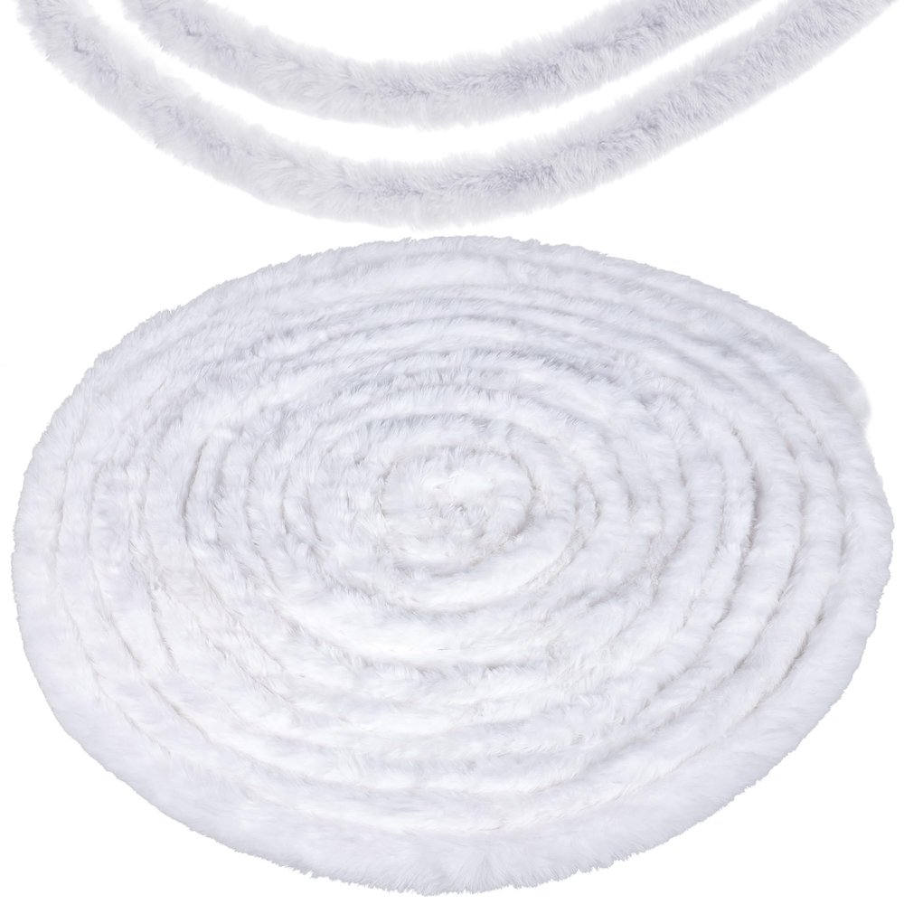 49.2FT Christmas Faux Fur Ribbon Trim White Furry Soft Fur Garland Xmas Tree Winding Stripe for Xmas Tree Winter Wreath Bows Craft Clothing Embellishment, 2.76 inch