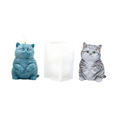 Xidmold Fat Cat Candle Mold Animal Epoxy Resin Mold 3D Cat Silicone Mold for Fondant, Soy Wax Candle, Soap, Plaster, Epoxy Resin Casting, DIY Crafts (S)